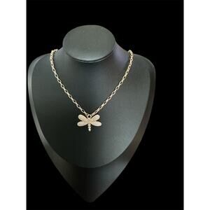Gold Necklace with Dragonfly Pendant
